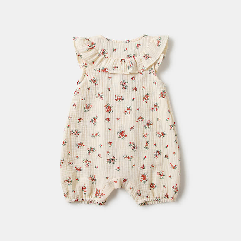 Baby Floral Ruffle Trim Romper