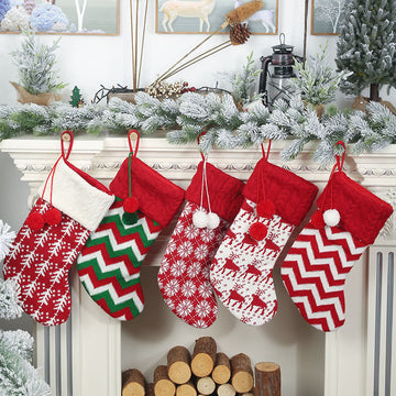 Baby Christmas Kniting Pompom Stocking