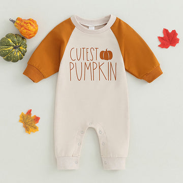 CUTEST PUMPKIN Baby Contrast Sleeves Romper