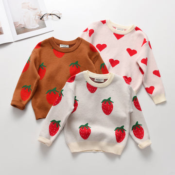 Toddler Girl Heart Strawberry Sweater