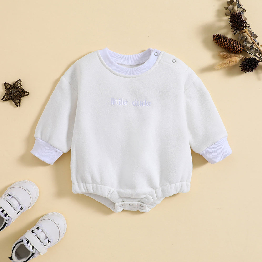 LITTLE DUDE Baby Solid Color Simple Bodysuit