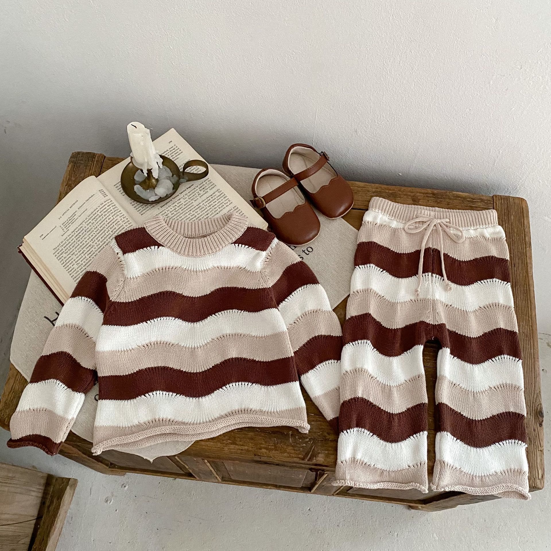 Baby Girl Waves Striped Knitted 2 Pieces Set