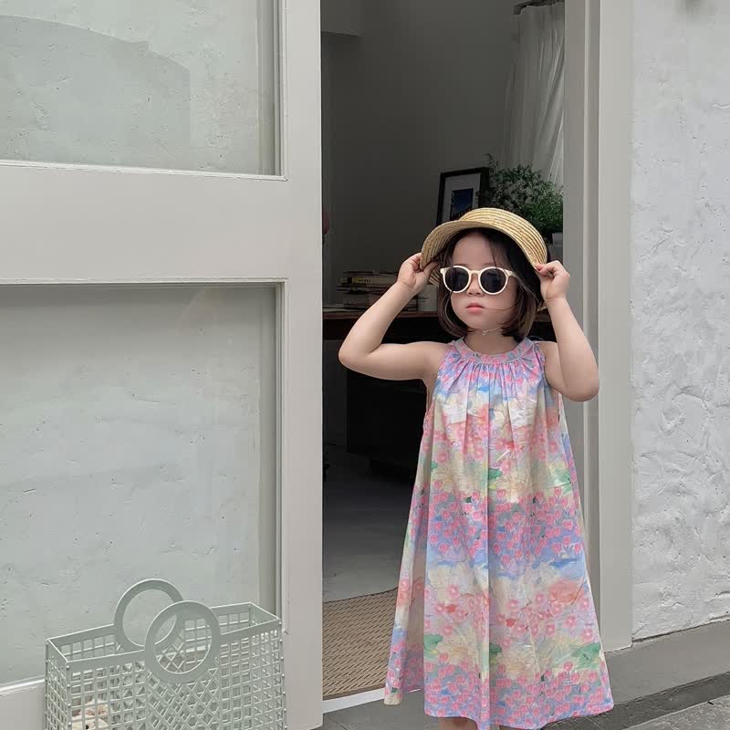 Toddler Girl Flower Painting Sling Dress