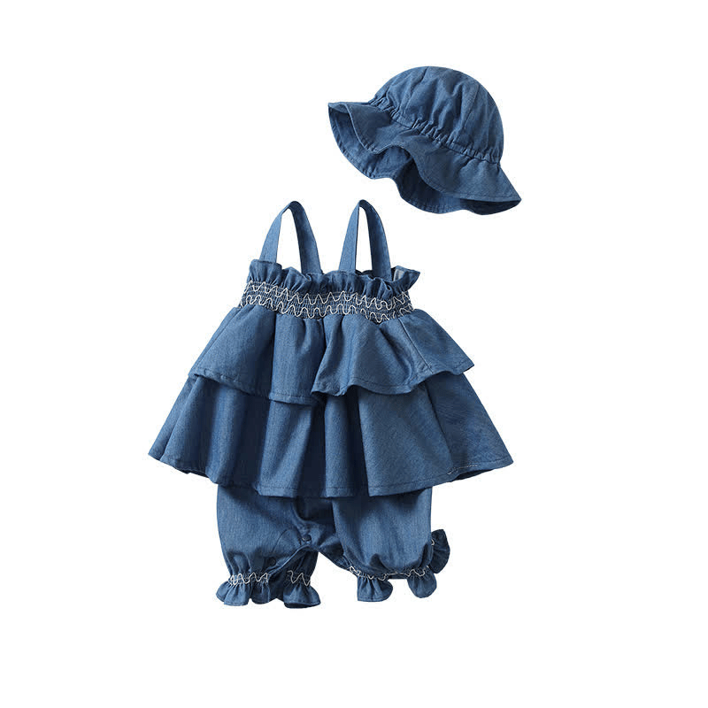 Baby Ruffled Newborn Suspender with Hat