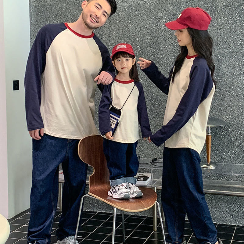 Family Matching Contrast Sleeves Tee