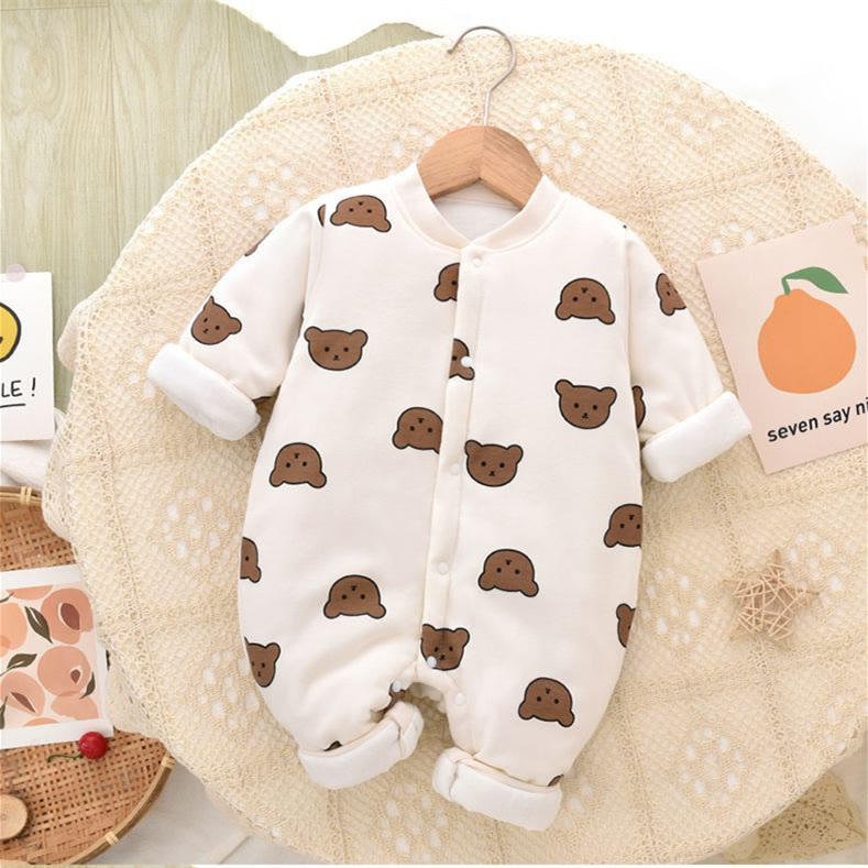 Baby Quilted Bear Romper with Bib