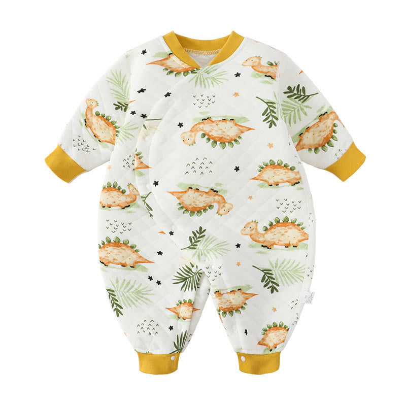 Baby Dinosaur Leaf Quilted Romper