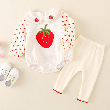 Baby Strawberry Dots Bodysuit Pants 2 Pieces Set