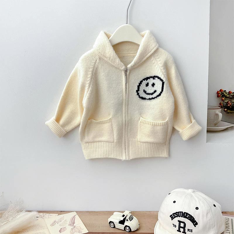 Baby Smiley Double Pocket Zip Cardigan