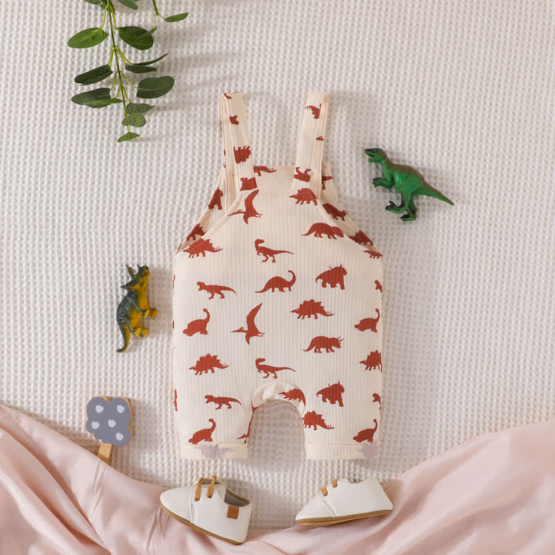 Baby Dinosaur Strap Romper in Apricot