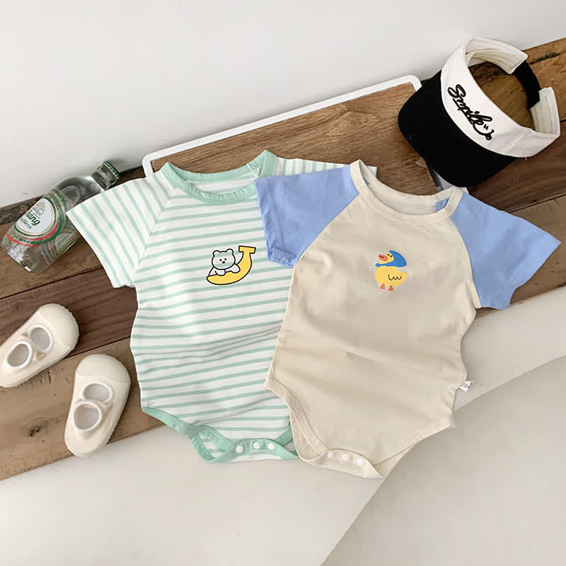 Baby Bear Duck Striped Bodysuit