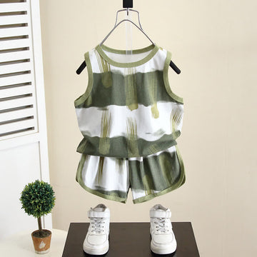 Toddler Boy Color Block Tank Top and Shorts Set