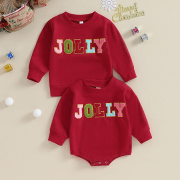 JOLLY Baby Red Slogan Romper Sweatshirt