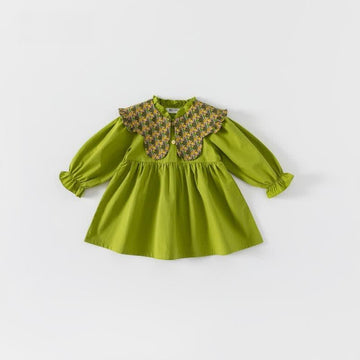 Toddler Girl Fruit Flower Lapel Collar Dress