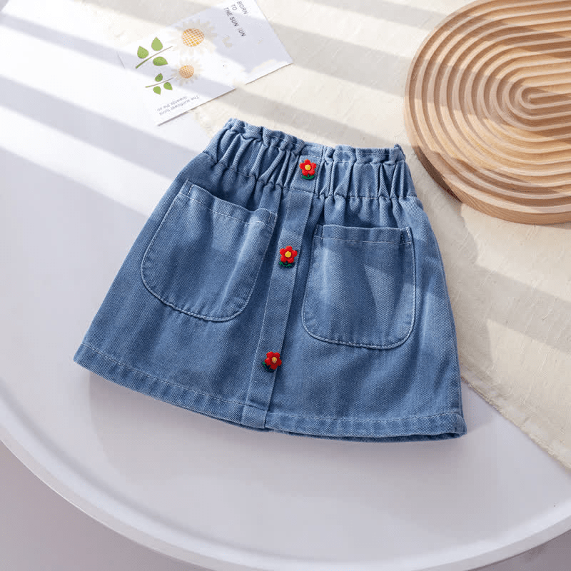 Toddler Girl Flower Denim Skirt