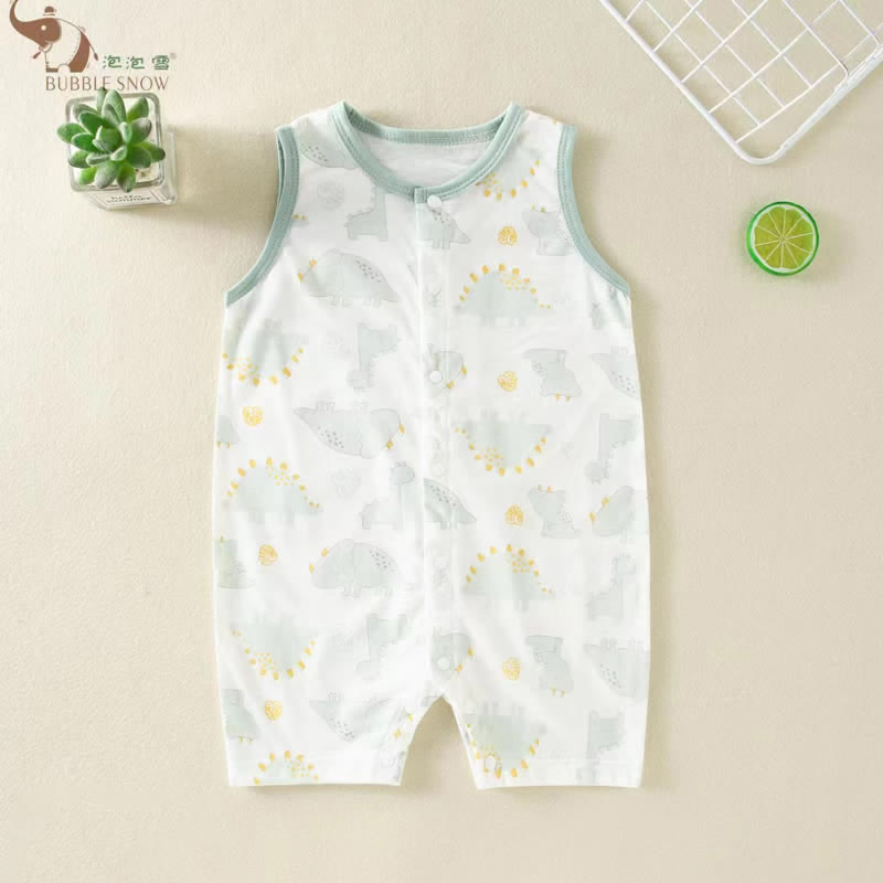 Baby Dinosaurs Seamless Crew Neck Casual Romper