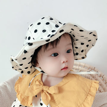 Baby Polka Dot Wide Brim Sun Hat