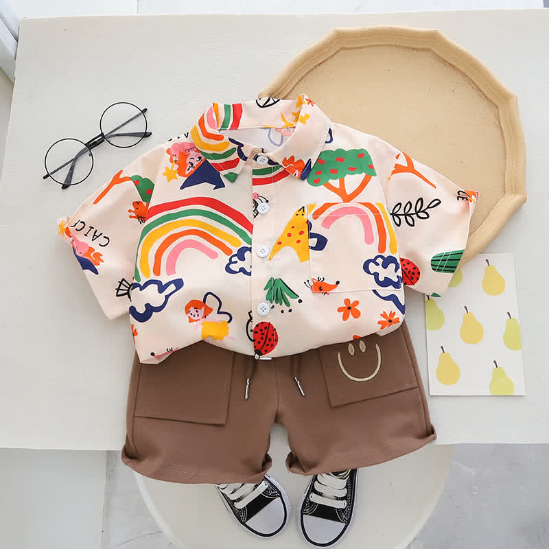 Baby Toddler Rainbow Bunny Polo Tee and Shorts Set