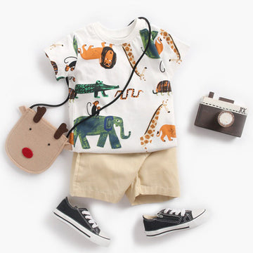 Baby Animal Print Tee and Shorts Set