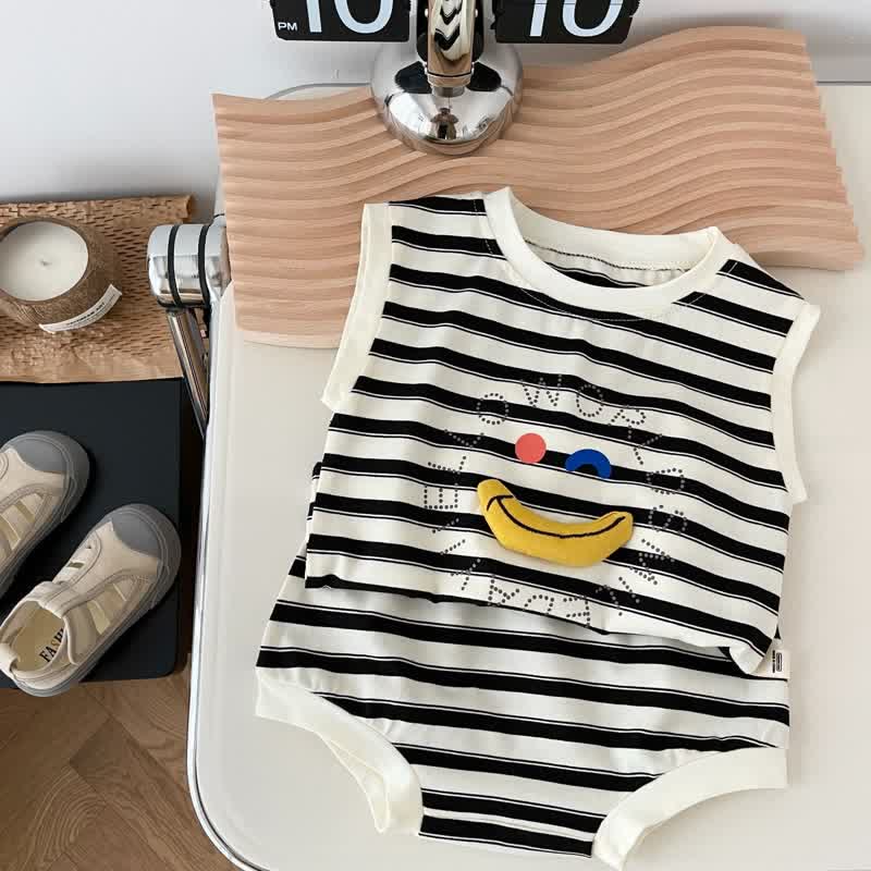 HELLO WORLD SMILE DAY Baby Banana Striped 2 Pieces Set