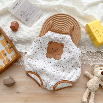 Baby Bear Patch Newborn Strap Romper