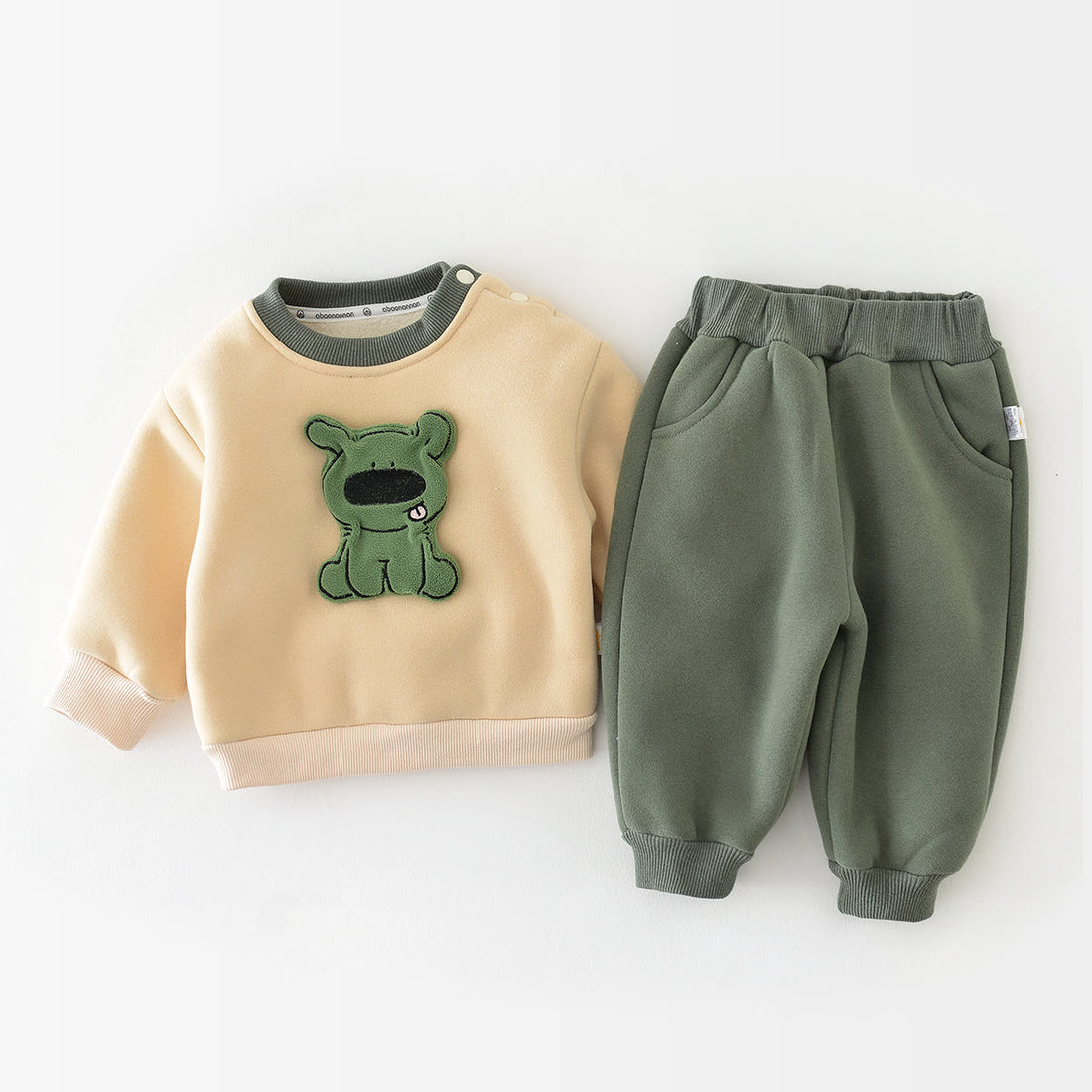 Baby Fleece Green Dog Sweatsuit 2 Pieces Set