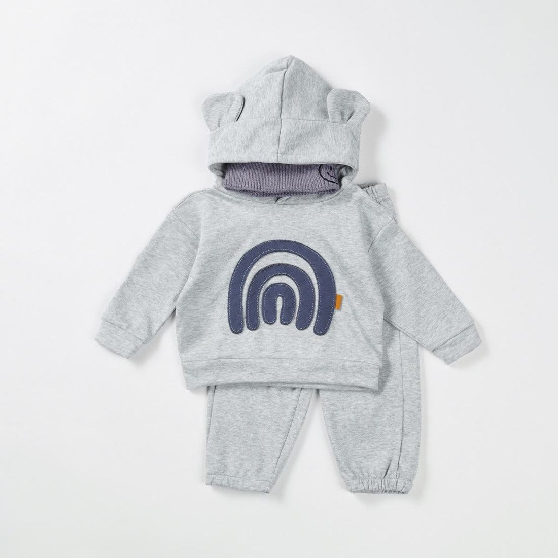 Baby 3D Ears Hooded Rainbow Sweatsuit 2 Pieces Set