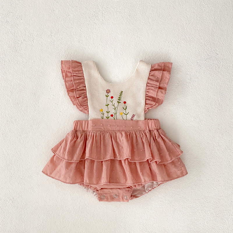 Baby Embroidered Flower Layered Bodysuit