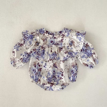 Baby Retro Flower Lace Trim Bodysuit