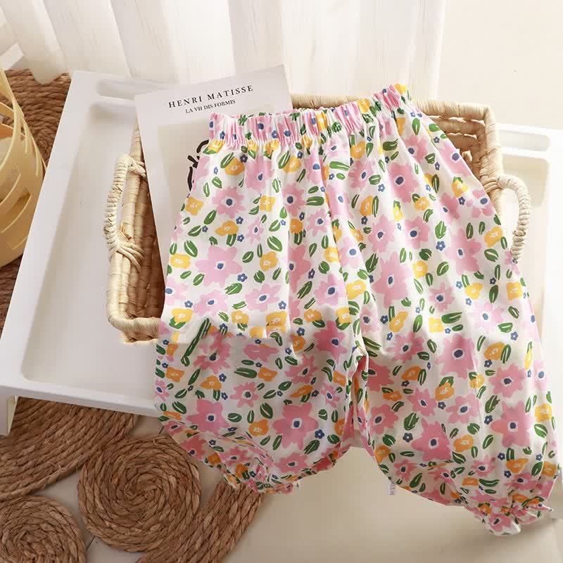 Toddler Girl Flower Trees Casual Pants