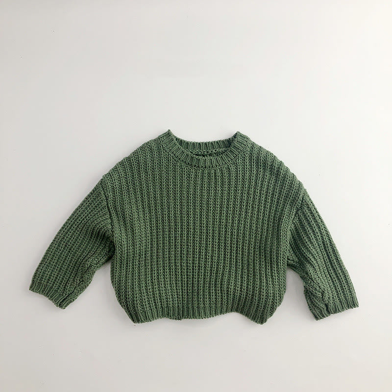 Toddler Vintage Solid Color Retro Style Knitted Sweater