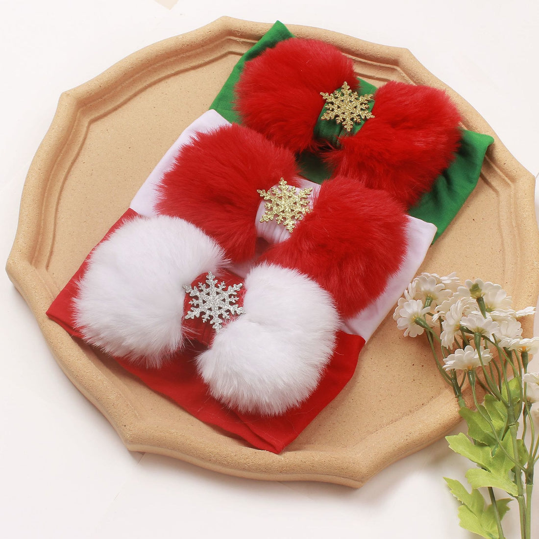 Baby Christmas Bow Snowflake Headband