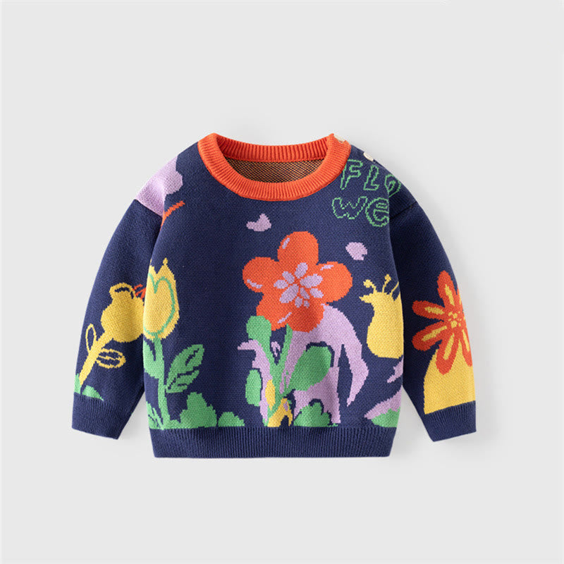 FLOWER Toddler Multicolor Slogan Knitted Sweater