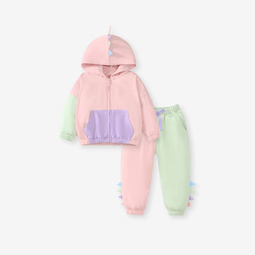 Toddler Macaron Multicolor Hoodie Sweatsuit 2 Pieces Set