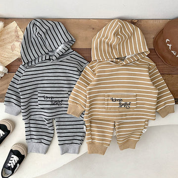 KEEP SMILE Baby Striped Hoodie and Pants Set