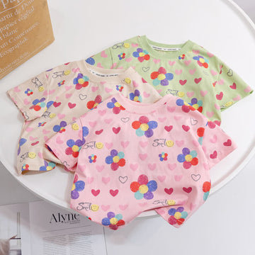 SMILE Baby Toddler Flower Heart Tee