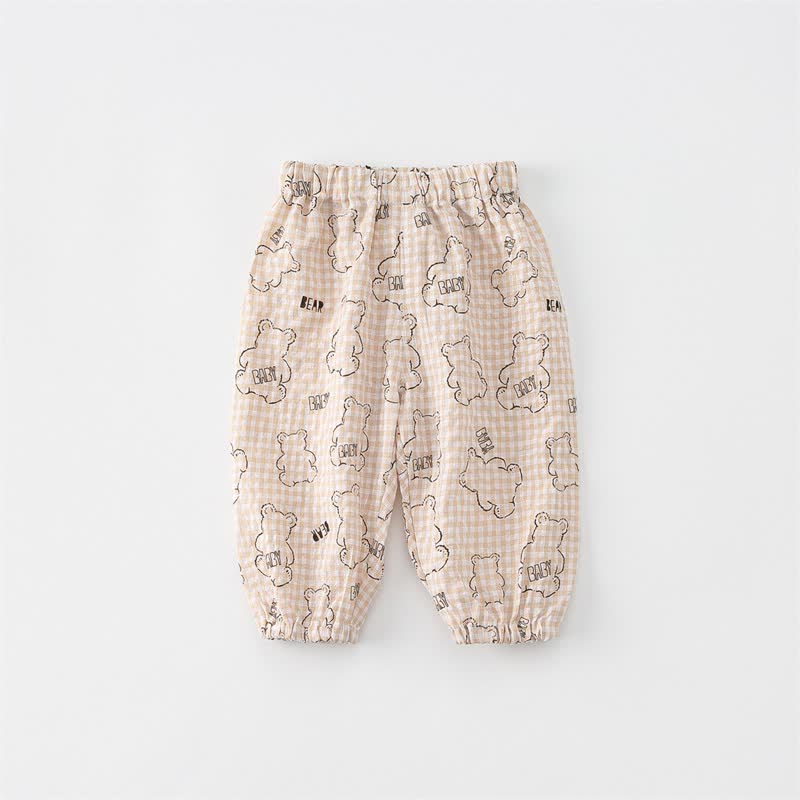 BABY Toddler Plaid Bear Casual Pants