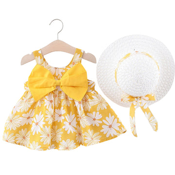 Baby Daisy Dress with Straw Hat