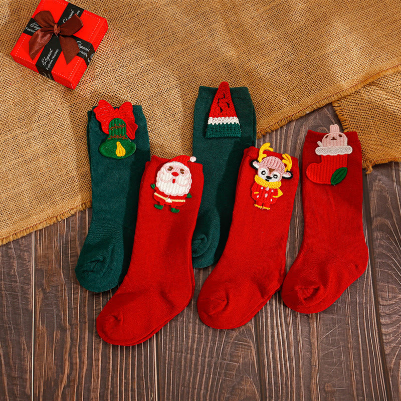 Baby Christmas Santa Claus Animal Bell Floor Socks