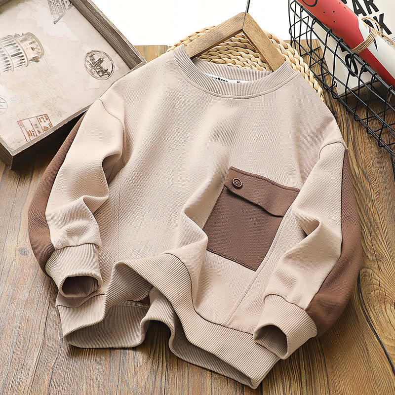 Toddler Casual Button Pocket Loose Sweatshirt