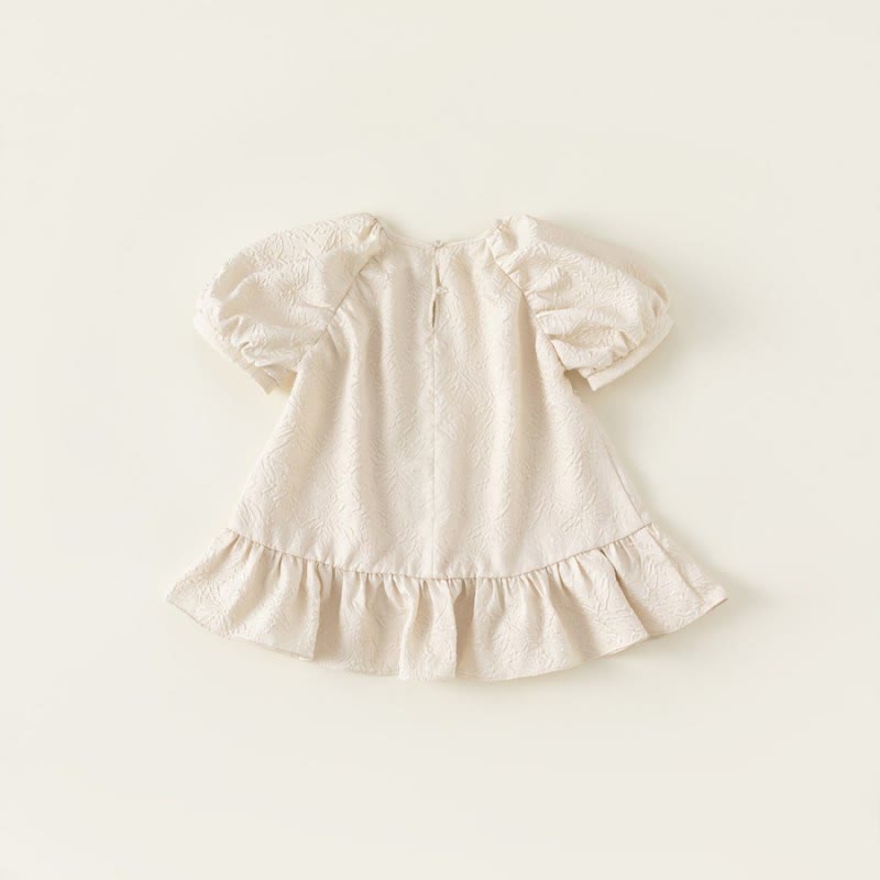 Toddler Girl Beige Puff Sleeve Dress