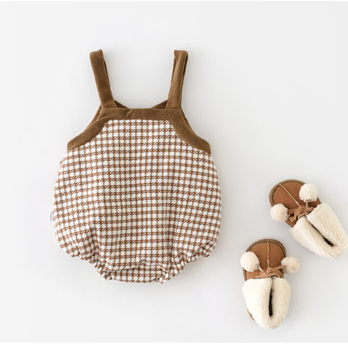 Baby Plaid Bow Fleece Bodysuit