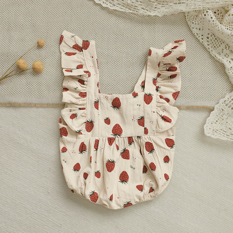 Baby Strawberry Ruffle Vintage Bodysuit