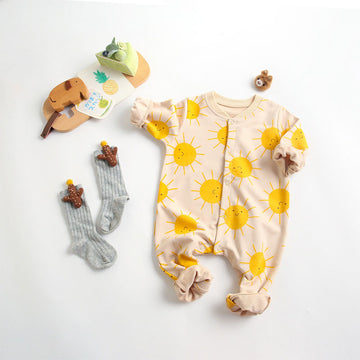 Baby Cartoon Sun Yellow Romper