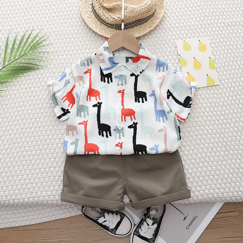 Toddler Giraffe Polo Shirt and Shorts Set