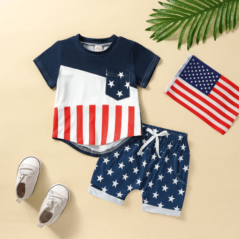 Baby Stars Striped Tee and Shorts Set