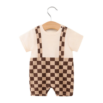 Baby Plaid Splicing Casual Romper