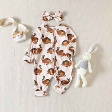 Baby Bunny Newborn Romper with Headband