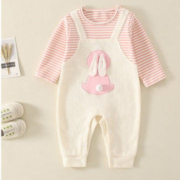 Baby Bunny Striped Fake 2 Pieces Romper