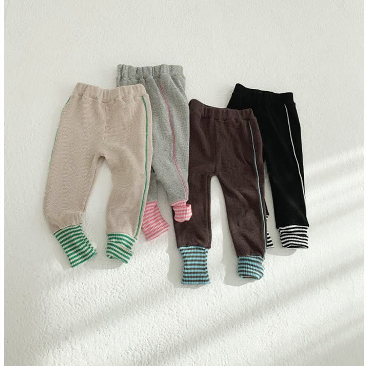 Baby Waffle Striped Casual Jogger Pants